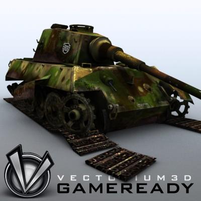 3D Model of Game Ready Low Poly King Tiger model - 3D Render 3